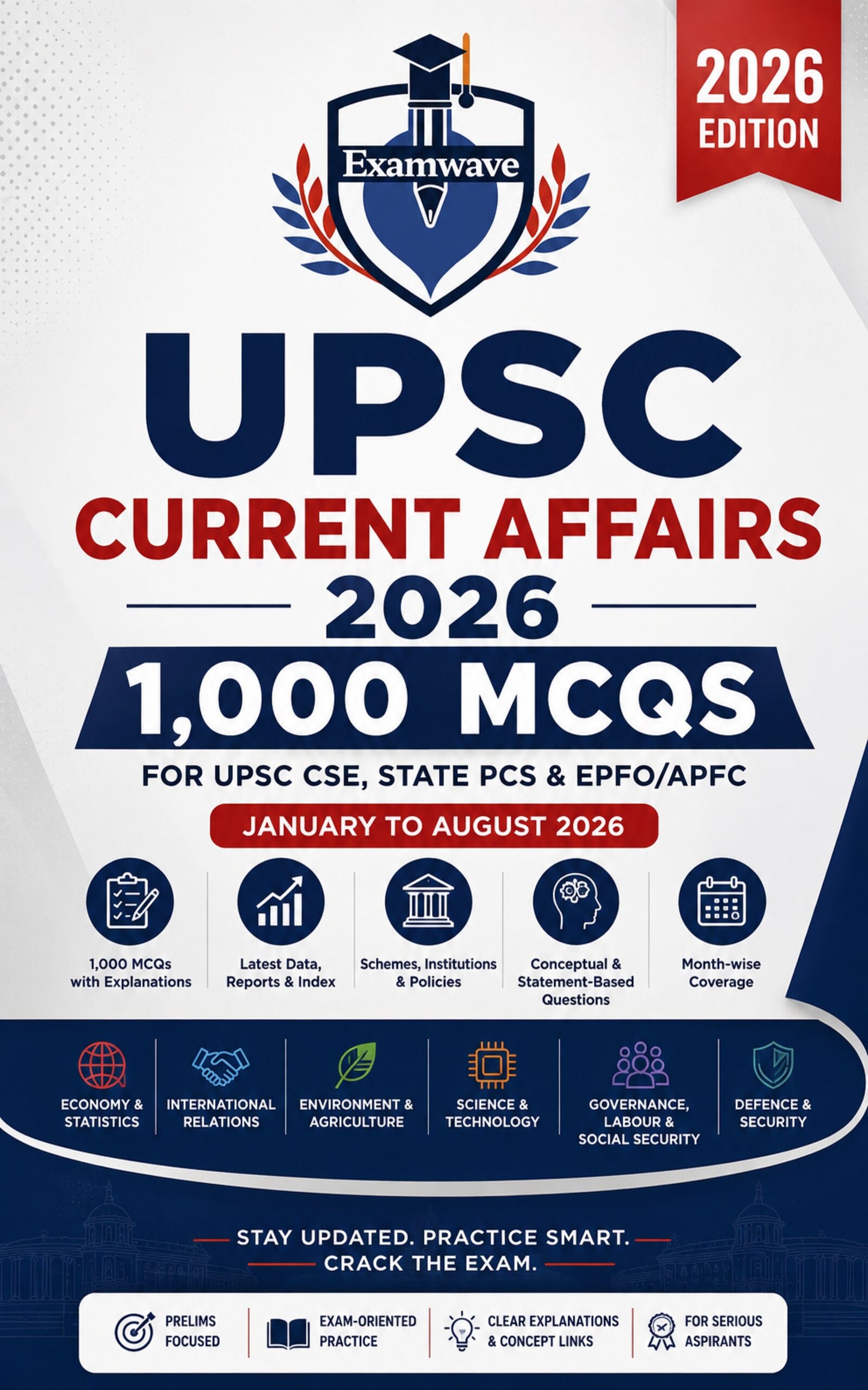UPSC Current Affairs 2026: 1,000 MCQs for UPSC CSE, State PCS & EPFO/APFC -January to August 2026